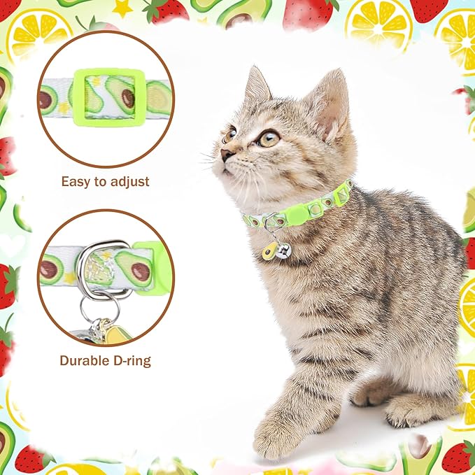 PUPTECK Cat Collar Breakaway with Bells, Kitten Collar Outfit Adjustable for Girl Boy Small Pet Puppy Bunny, Cute Costume Accessory with Safety Release Buckle (Bowtie-Fruit)