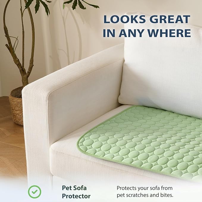 MICROCOSMOS Summer Cooling Mat & Sleeping Pad- Water Absorption Top, Materials Safe, Easy Carry, EZ Clean. Keep Cooling for Pets, Kids and Adults.(Green, 36" x36")