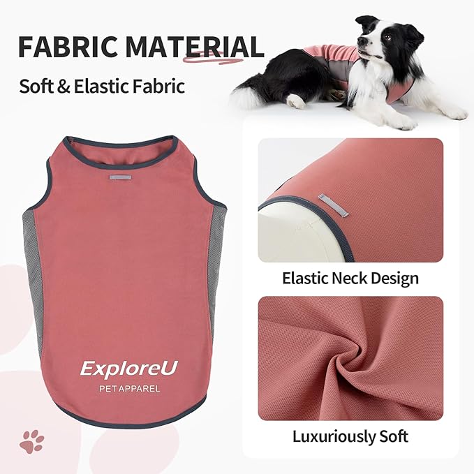 Dog Shirt, Cooling Vest Lightweight Breathable, Dog T-Shirts All-Season UV Protection Pet Clothes Quick Dry Soft Stretchy Pet Shirt Vest for Small Medium Large Dogs (Brier Rose 1PC, Large)