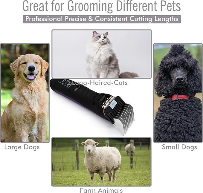Professional A5-Style Animal Clipper Stainless Steel Color-Coded Snap-on Attachment Guard Guide Comb, 1/8"-1" Compatible with Wahl KM Series Oster A5 Andis Detachable Blade Pet Dog Groomers (#6-3/4")