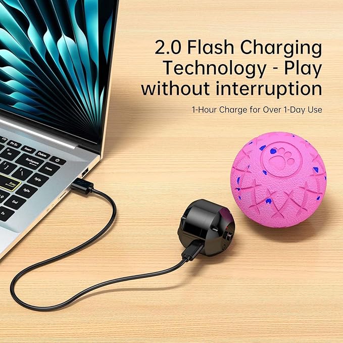 Moving Dog Toy, Interactive, Bouncing and Rotating, Silent Foam Material, IP54 Waterproof Rating, Smart Active Rolling, Stimulation Toys for Medium and to Keep Them Busy (Red)