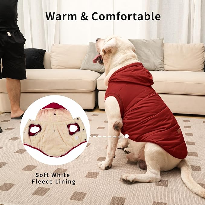 Vecomfy Dog Hoodie in Winter for Medium Dogs Jacket Pet Coats with Hooded, Red L