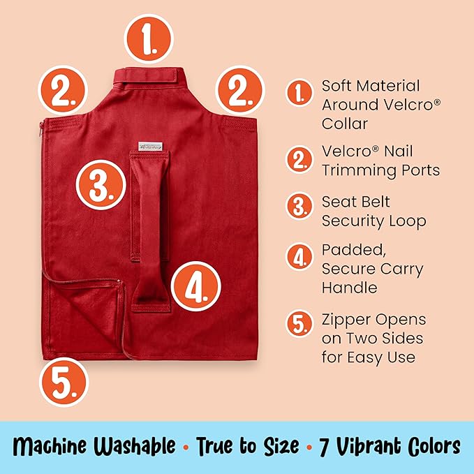 Cat-in-the-Bag Cozy Comfort Carrier - Small Red Cat Carrier Soft and Pet Carrier for Nail Trimming, Vet Visits, Medication Administration, Dental Care, and Travel
