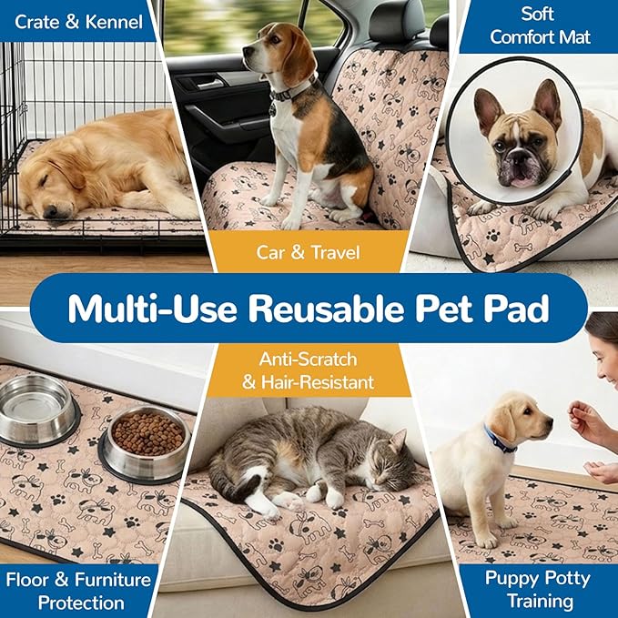 BAEJMJK Washable Dog Pee Pads 4-Layer Super Absorbent Puppy Training Pads Waterproof Non-Slip Leak-Proof Reusable Mats for Potty, Crate, Playpen & Travel(28"x40",Coffee 1-Pack)