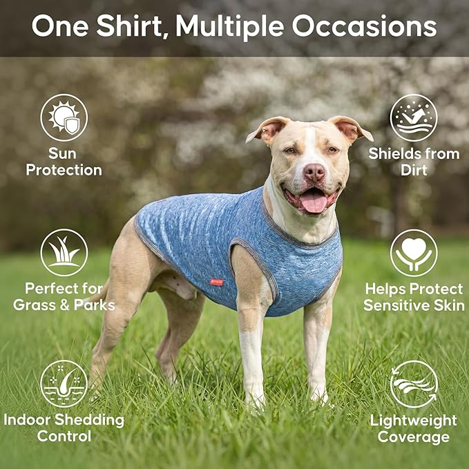 KYEESE 2Pack Dog Shirt, Lightweight Sun Protection Sleeveless Dog T Shirts for Small Dogs Boy, Breathable Puppy Reflective Tank Top Summer Dogs Clothes for Outdoor Walking, Grey+Light Blue, S