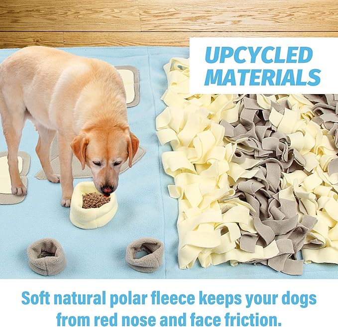 Snuffle Mat for Dogs - Nosework, Training & Activity Mat (23.6" x 39.4") - Easy to Fill & Machine Washable, Stress Release - M & Blue