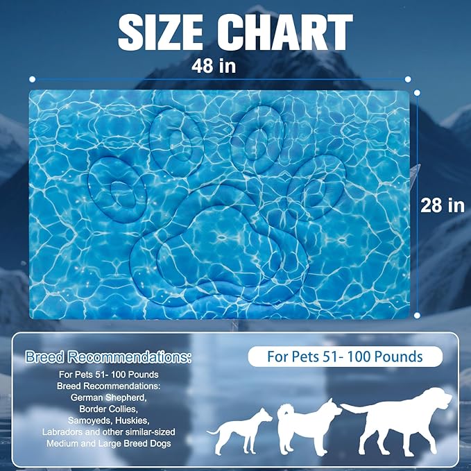 EXPAWLORER Dog Cooling Mat, Double-Sided Foldable Dog Bed for Dogs Cats Large Kitten, Pet Self Cooling Kennel for Summer, Blue Pad Coolings Dog Blanket for Crate Car Both Indoorand Outdoor Washable