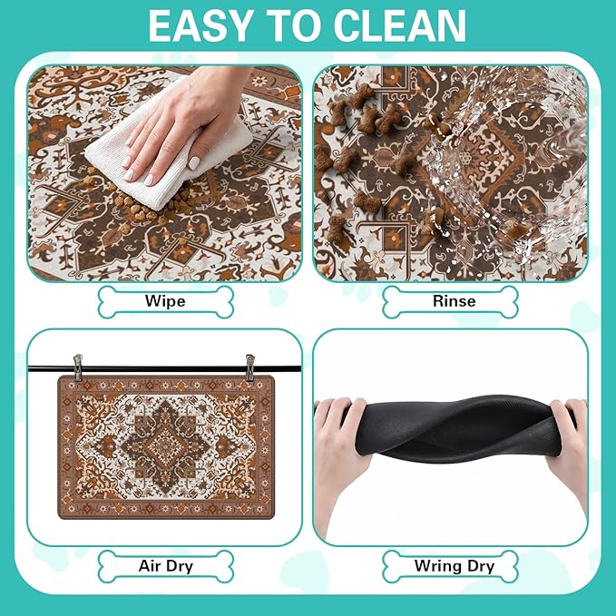 Pet Feeding Mat for Floors Waterproof Dog Mat for Food and Water Absorbent Quick Dry Non Slip mat for Cat Bowls