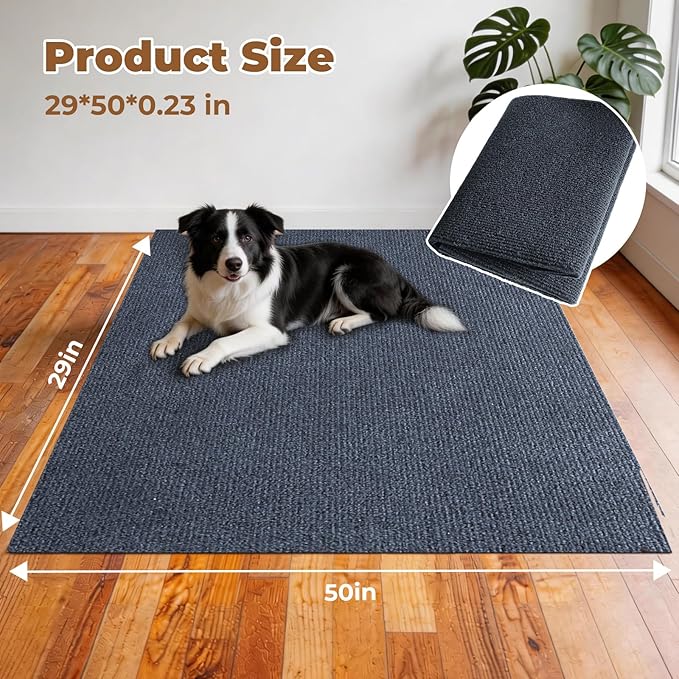 Dog Crate Mat, 29 in x50 in Dog Playpen Mat Rubber Kennel Mats Extra Large Liner for Under Crate cages, Absorbent Urine, Puppy Pee Pad Reusable Washable Floor Protector Waterproof Non-Slip Ash Gray