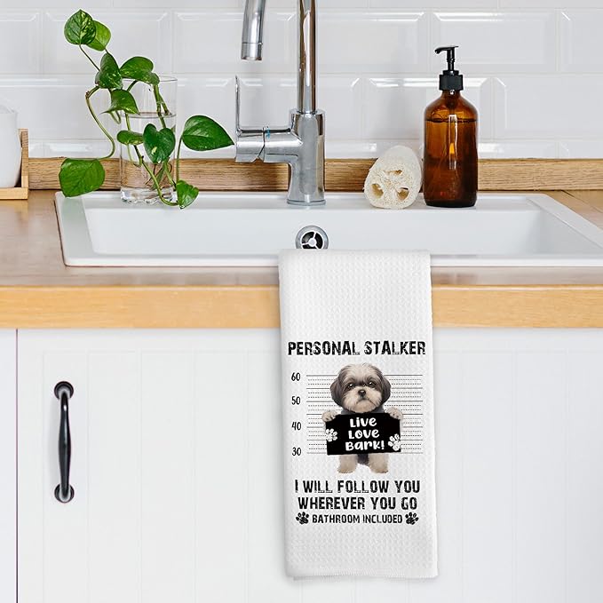 Funny Shih Tzu Kitchen Dish Towels, Shih Tzu Gifts, Funny Dog Bathroom Decor, Shihtzu Gifts for Women, Dog Mom Gift Hand Towels Kitchen Tea Towel Decorations, 16x24inch