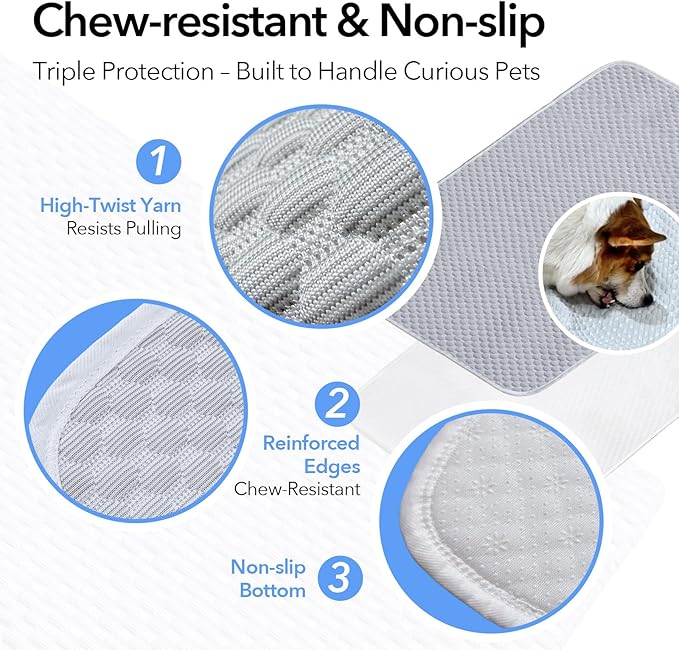 Dog Cooling Mat 38"x26" for Medium Dogs (Corgis, French Bulldogs), Q-Max>0.4 Ice-Silk, Waterproof Non-Slip Machine Washable for Crate Indoor Outdoor Travel (M)