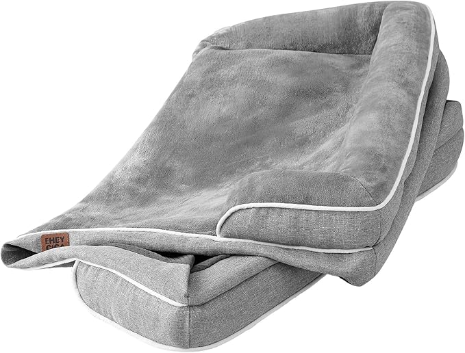 EHEYCIGA Dog Bed Cover Replacement for Medium Dog Bed, Waterproof Washable Removable Cover for Orthopedic Memory Foam Dog Sofa, Non-Slip Bottom, Grey, Cover Only