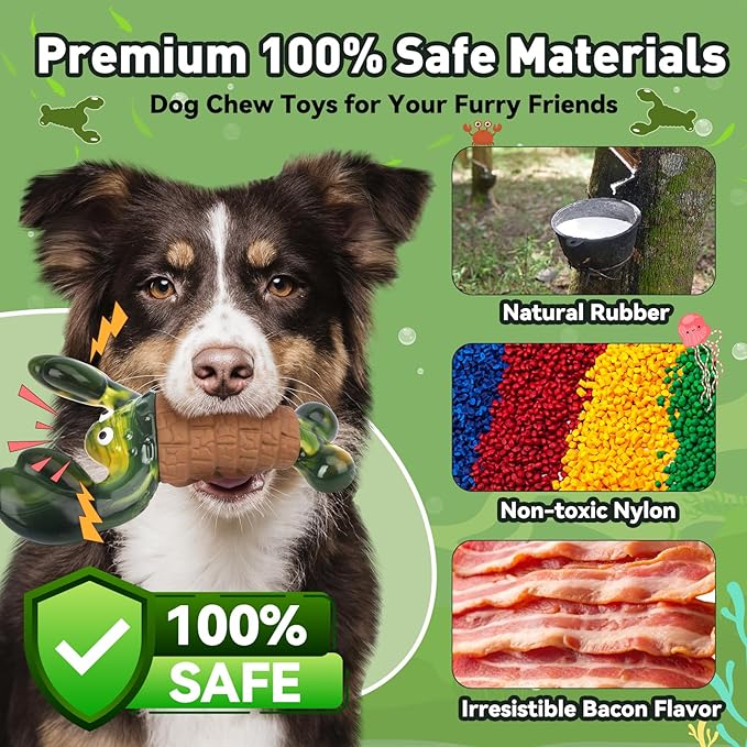 BIKIISEN Squeaky Dog Toys for Aggressive Chewers for Large Dogs, Interactive Dog Chew Toy to Keep Them Busy, Indestructible Squeaky Dog Toys, Tough Toy for Medium/Large Dogs (Green)