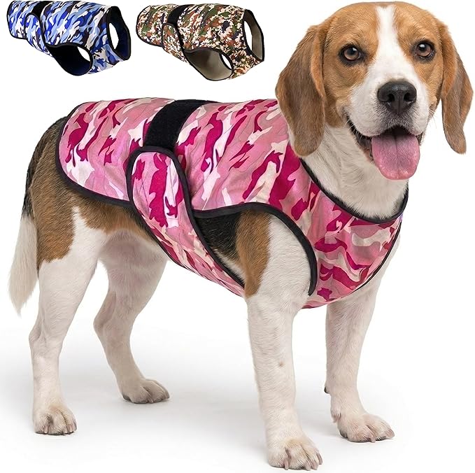 Dog Cooling Vest - 2-Layer Cooling with Soft Microfiber Fabric - Lightweight, Adjustable and Comfortable - UV Protection for Small to Large Dogs - Relief in Hot Weather (Pink, Medium)