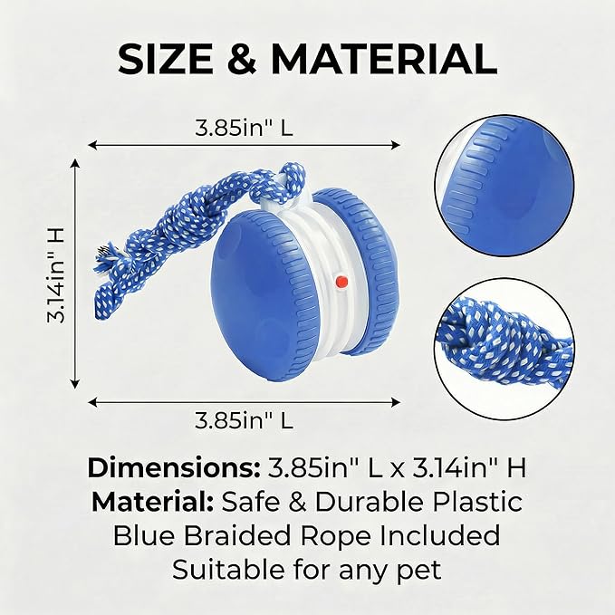 Interactive Cat Dog Toy Funny Automatic Moving Rolling Dog Toys with Rope for Small Medium Large Dogs Cats Rechargeable Puppy Toys Pet Ball to Keep Them Busy (Blue)