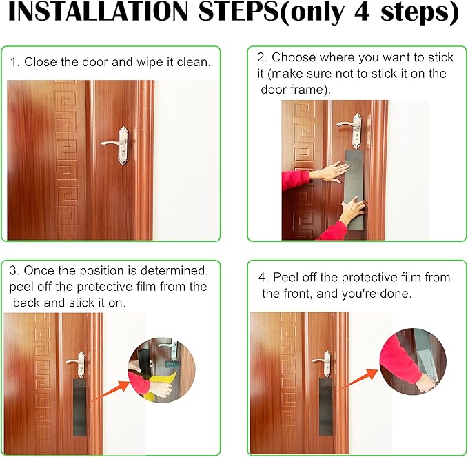 Door Protector from Dog Scratching - Stainless Steel and Anti Scratch Protector for Door, 2 Sizes Stick Pet Scratch Plate, Self-Adhesive Door Scratch Protector Door Frame Protector cat Scratching