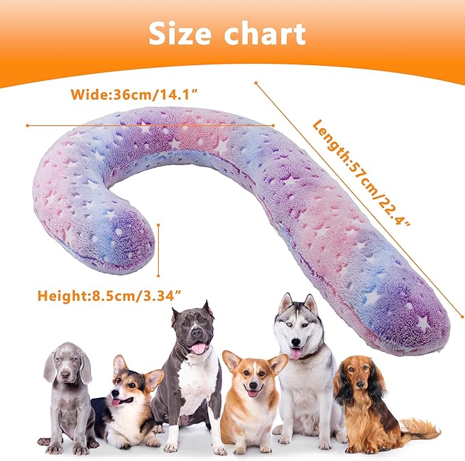 Pet Calming Pillow for Dogs, Soft U-Shaped Pillow Glow in the Dark, Joint Relief, Sleep Comfortably,Suit for Small, Medium, Large Dogs, Fluffy Pet Neck Pillow (L-Pink)
