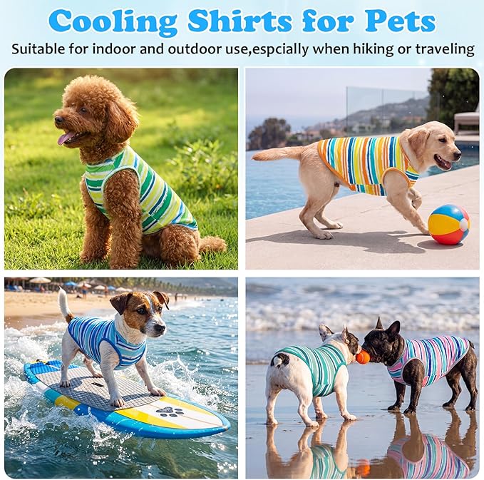 Dansydaisy 5 Pack Dog Cooling Vest, Quick Dry Dog Shirts Mesh Breathable Instant Sun Protection Cooling Vest Lightweight Summer Hawaii Beach Jacket for Outdoor Walking Hunting Hiking Clothes(S)