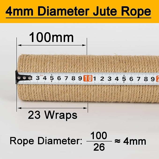 6.8cm 2.7in Diameter Cat Tree Scratching Post Replacement Jute (25cm/9.84in, M8)
