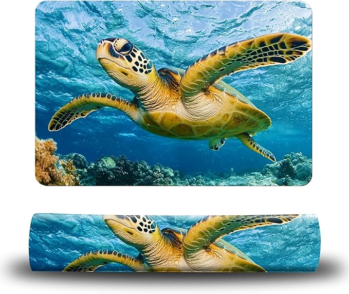 Dog Food Mat, 15.7" x 23.6" Absorbent Pet Feeding Mat for Food and Water, Waterproof Diatom Mud Pet Placemat with Non-Slip Rubber Backing, Easy Clean Cat Bowl Mat for Floors - Ocean Turtle