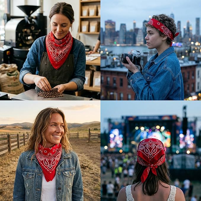 The Peacock Crew Premium Soft Cotton Bandanas Pack for Men and Women Paisley 22 x 22 inches