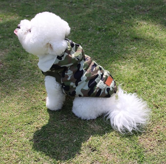vecomfy Fleece Lining Extra Warm Dog Hoodie in Winter for Large Dogs Jacket Pet Coats with Hooded,Green Camo XXL