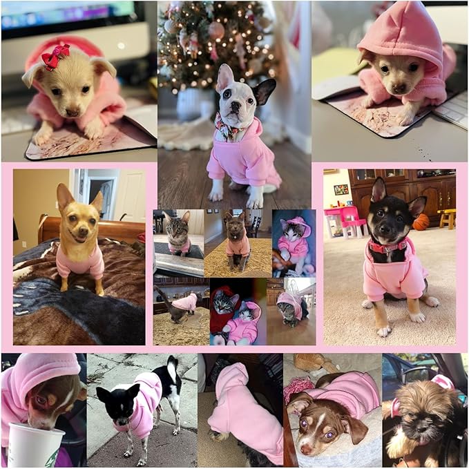 Jecikelon Soft Dog Hoodies for Small Dogs, Fleece Puppy Sweatshirt with Pockets, Warm Winter Cold Weather Coats for Pet Cat, Cute Clothes Puppy Costume (Purple, X-Large)