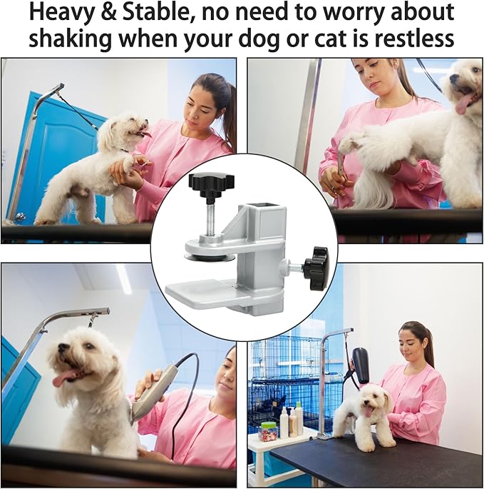 Pet Grooming Table Arms Clamp Metal, Heavy Duty Aluminium Alloy Dog Cat Hair Cut Holder Accessories Fixture Fixation (Inner Dia 22 * 22mm)