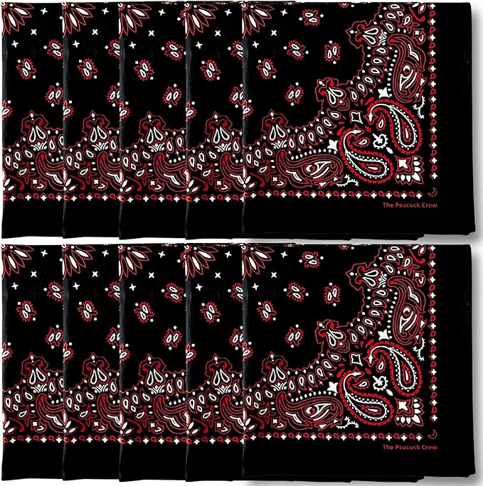 The Peacock Crew Premium Soft Cotton Bandanas Pack for Men and Women Paisley 22 x 22 inches