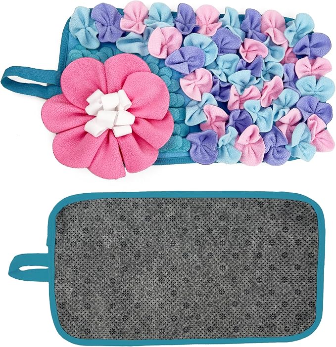 Small Animals Foraging Mat – Cute Rabbit Feeding Mat with Fun Design, Slow Eat Durable Fleece Pad for Rabbits, Hamsters, Guinea Pigs (Macaron Color)