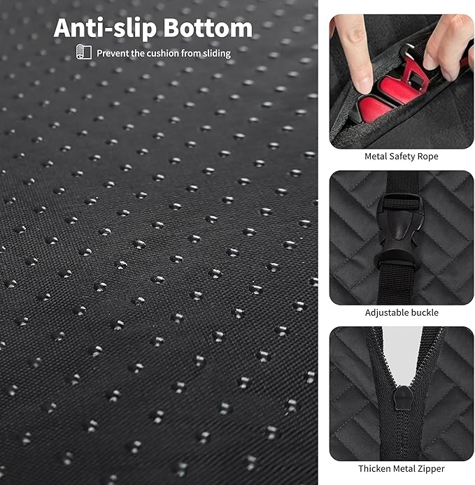 HOTEAGLE Dog Seat Cover for Full-Size Trucks & SUVs, 3-Section Hard Bottom, Waterproof & Nonslip Car Hammock for Large Dogs, Pet Truck Extender Cover, Spacious Space(+ 45%), Black