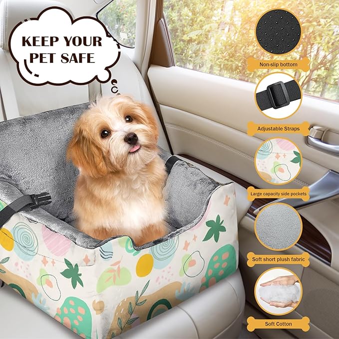 Dog Car Seats for Small Medium Sized Dogs Carseat for Car Funny Fuzzy Pet Dog Booster Car Seat Puppy Under 31 Lbs with Soft Plush Cushion&Washable Removable Cover