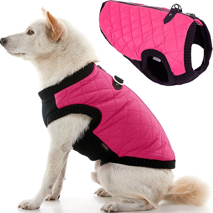 Gooby Fashion Vest Dog Jacket - Pink, X-Large - Warm Zip Up Bomber Vest with Dual D Ring Leash - Winter Water Resistant Small Dog Sweater