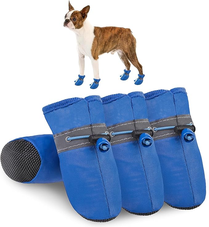 SCENEREAL Dog Shoes for Hot Pavement for Small Medium Dogs Paw Protectors, Summer Heat Boots Resistant Waterproof Soft Outdoor Walking Indoor Hardfloors, Blue Size 5