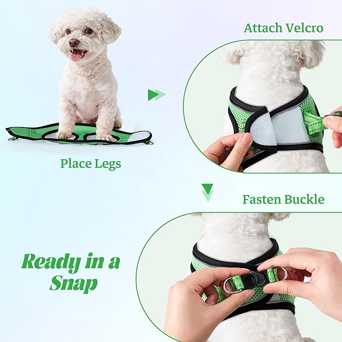 YIMEIS Dog Harness and Leash Set, No Pull Soft Mesh Pet Harness, Reflective Adjustable Puppy Vest for Small Medium Large Dogs, Cats (Grass Green, X-Small (Pack of 1)