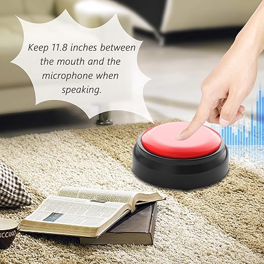 Recordable Sound Button - Pet Training Voice Recorder Buttons | 30-Second Custom Prank Sound Button for Gifts, Parties & Dog Commands Talking Answer Buzzers Funny Buttons (Battery Included)