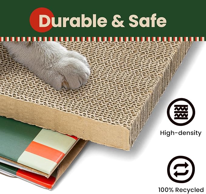 Conlun Cardboard Cat House with Scratch Pad & Catnip, Cat Play Scratching House for Indoor Hideaway Furniture, Heavy Duty Sturdy Cardboard Scratcher, Easy to Assemble Birthday Gift, Medium
