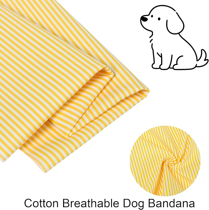 ARING PET Stripe Dog Bandanas, Cute Yellow Pet Bandana Scarf Triangle Bib for Small Medium Large Boy Girl Dogs Cats, Puppy Kerchief for Daily Wear Walks Party Photos-L