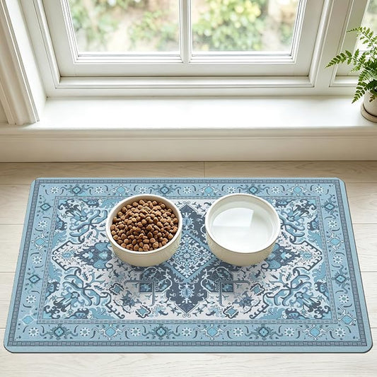 Pet Feeding Mat for Floors Waterproof Dog Mat for Food and Water Absorbent Quick Dry Non Slip mat for Cat Bowls