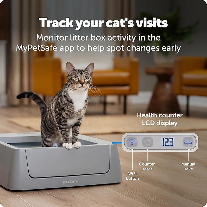 PetSafe ScoopFree Complete Smart Self-Cleaning Cat Litter Box - WiFi & App Enabled - Hands-Free Cleanup with Disposable Crystal Trays - Less Tracking, Superior Odor Control - Includes Disposable Tray