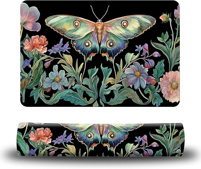 Dog Food Mat, 19.6" x 23.6" Absorbent Pet Feeding Mat for Food and Water, Waterproof Diatom Mud Pet Placemat with Non-Slip Rubber Backing, Cat Bowl Mat for Floors - Green Butterfly Leaf