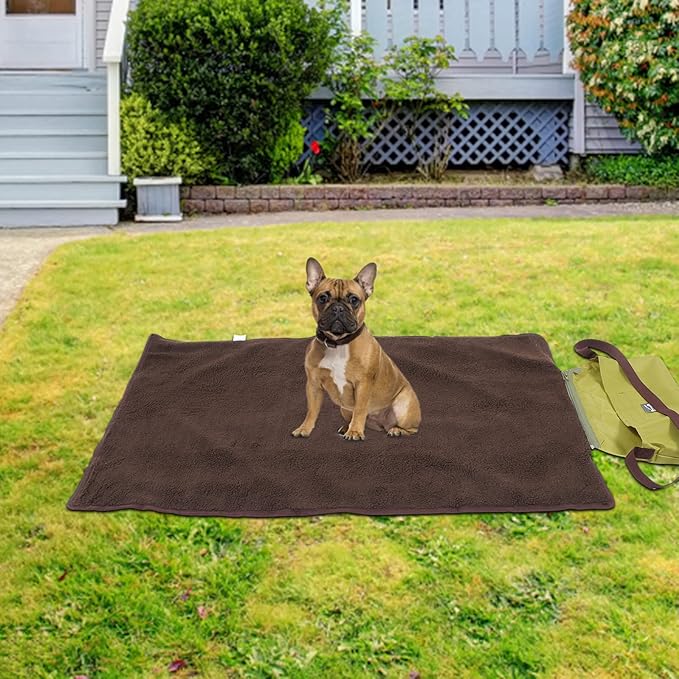STOBOK Foldable Waterproof Outdoor Dog Mat 39.4X27.6In Portable Self Warming Pet Blanket for Travel Camping Hiking