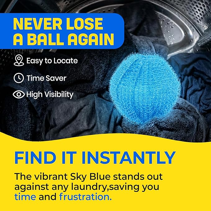 HASHI 12 Pack Pet Hair Remover for Laundry, 2.3 Inch Sky Blue Washing Machine and Dryer Balls, Reusable Dog and Cat Fur Catcher, Gentle on Fabrics Lint Remover for Bedding and Towels