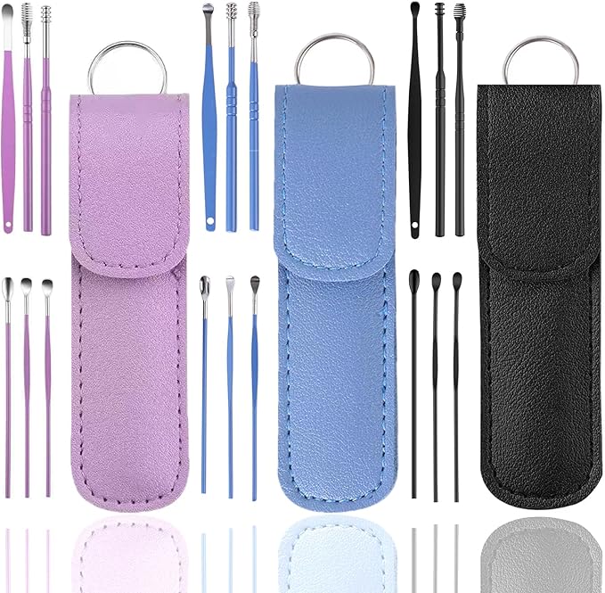 18 Pcs Ear Wax Removal Kit- Ear Cleaner Tool Stainless Steel- Portable Spiral Cleaning Tools with Storage Box for Adults (18 Pcs)