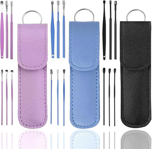 18 Pcs Ear Wax Removal Kit- Ear Cleaner Tool Stainless Steel- Portable Spiral Cleaning Tools with Storage Box for Adults (18 Pcs)