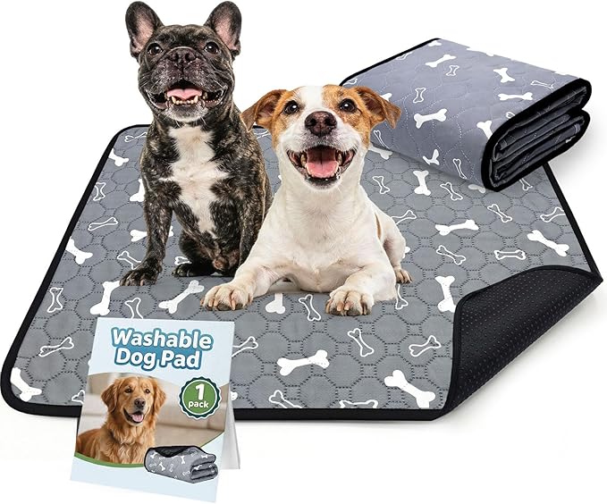 BAEJMJK Washable Dog Pee Pads 4-Layer Super Absorbent Puppy Training Pads Waterproof Non-Slip Leak-Proof Reusable Mats for Potty, Crate, Playpen & Travel(20"x28",Gray 1-Pack)