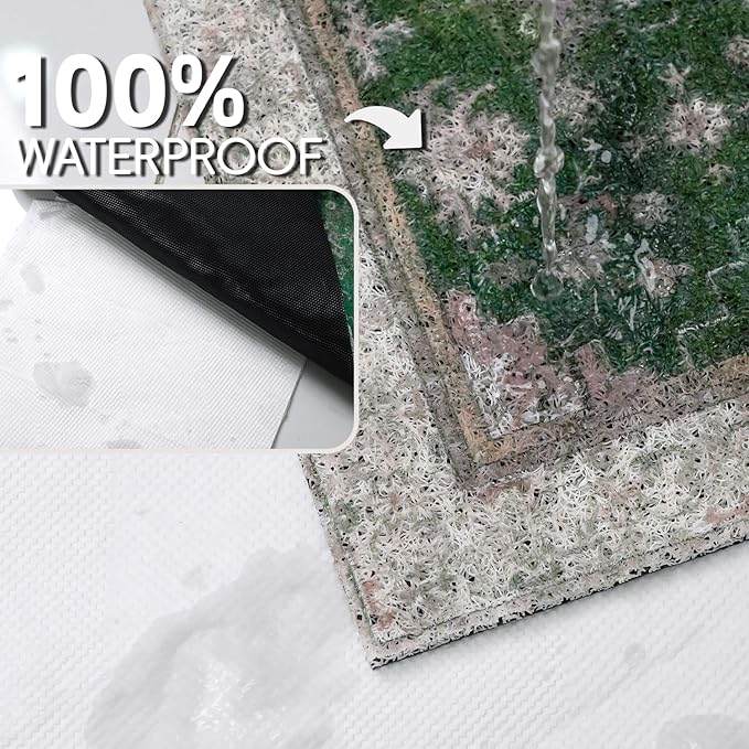 Cat Litter Mat Litter Trapping Mat, 40"x30" Waterproof Urine Proof Litter Box Mat Catcher Mat Non-Slip Washable for Kitty Kitten, Green