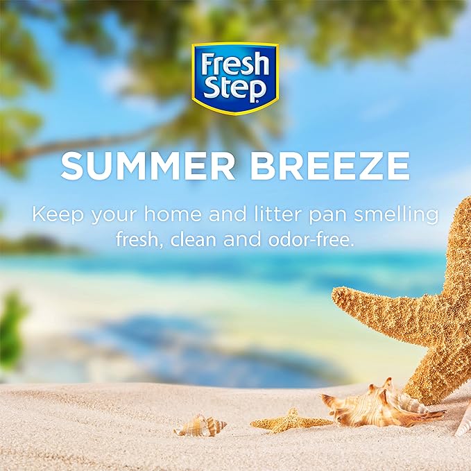 Fresh Step Cat Litter Crystals Deodorizer Summer Breeze Scent Non-Toxic Odor Neutralizing Crystals 15 OZ 3 Pack Litter Box Freshness
