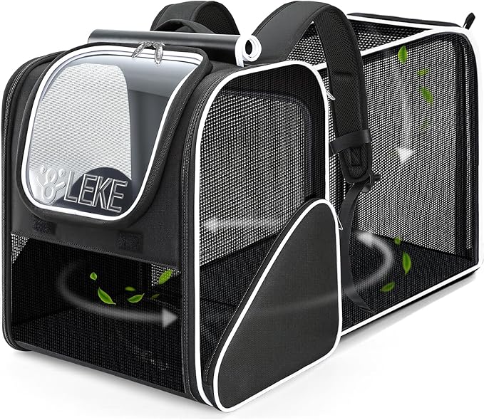 Lekereise Cat Backpack Carrier,Breathable Cat Carrier Large Space Bubble Pet Backpack for Kitty Small Dog,Expandable Bubble Pet Carrier for Hiking, Walking,Travel