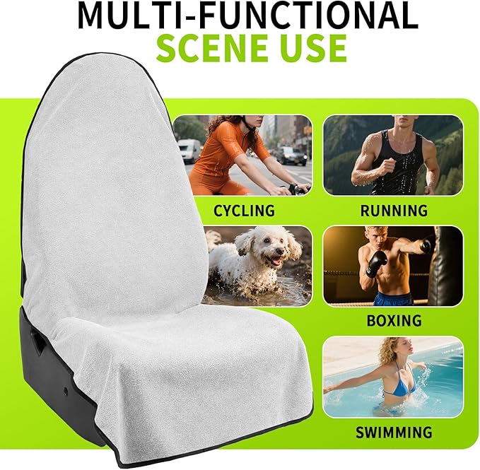 Leader Accessories Towel Bucket Seat Cover Waterproof White Machine Washable for Athletes Running Swimming Boxing Workout Outdoor Sports